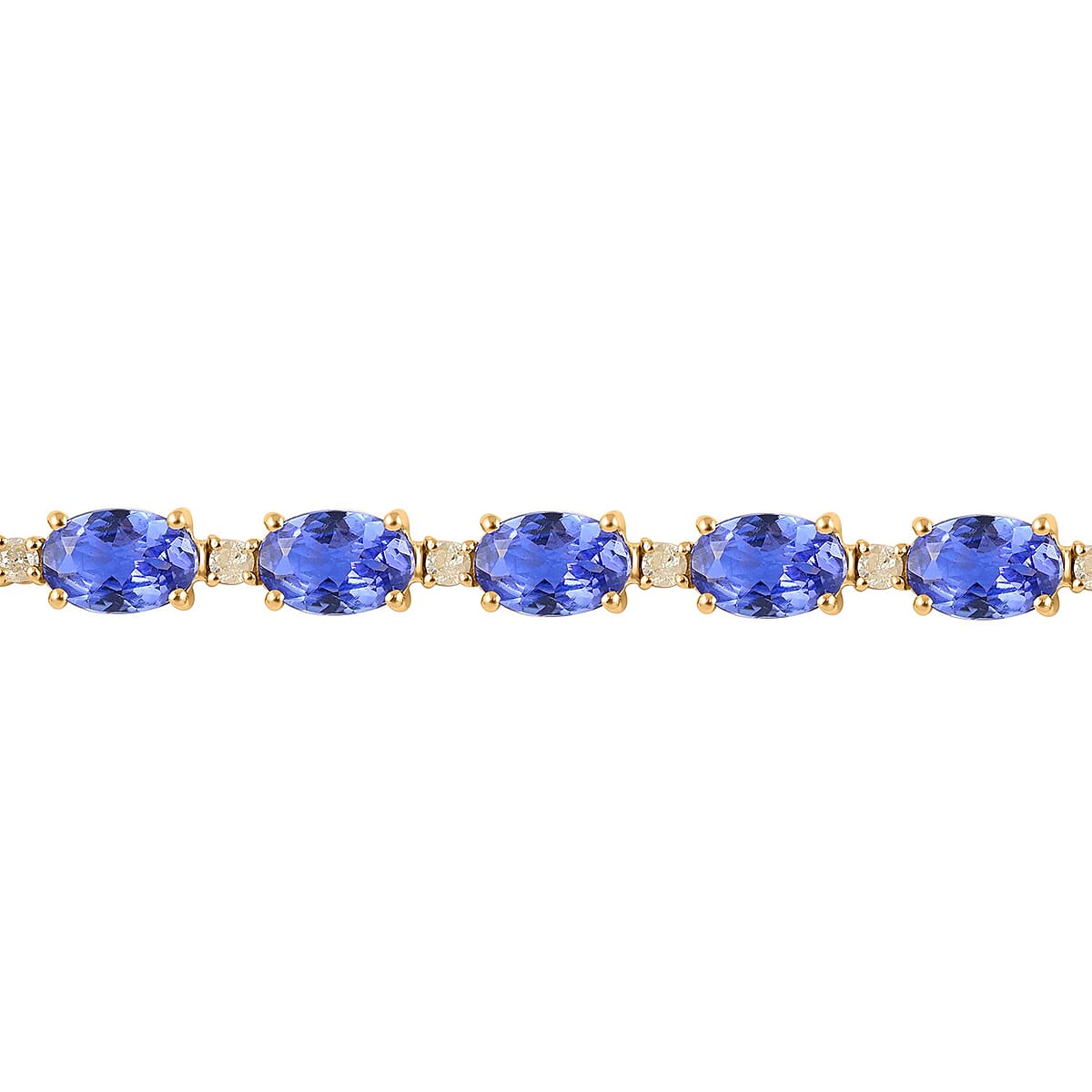 Luxoro 14K Yellow Gold AAA Tanzanite and Natural Yellow Diamond I3 Bracelet (6.50 In) 9.40 ctw image number 2