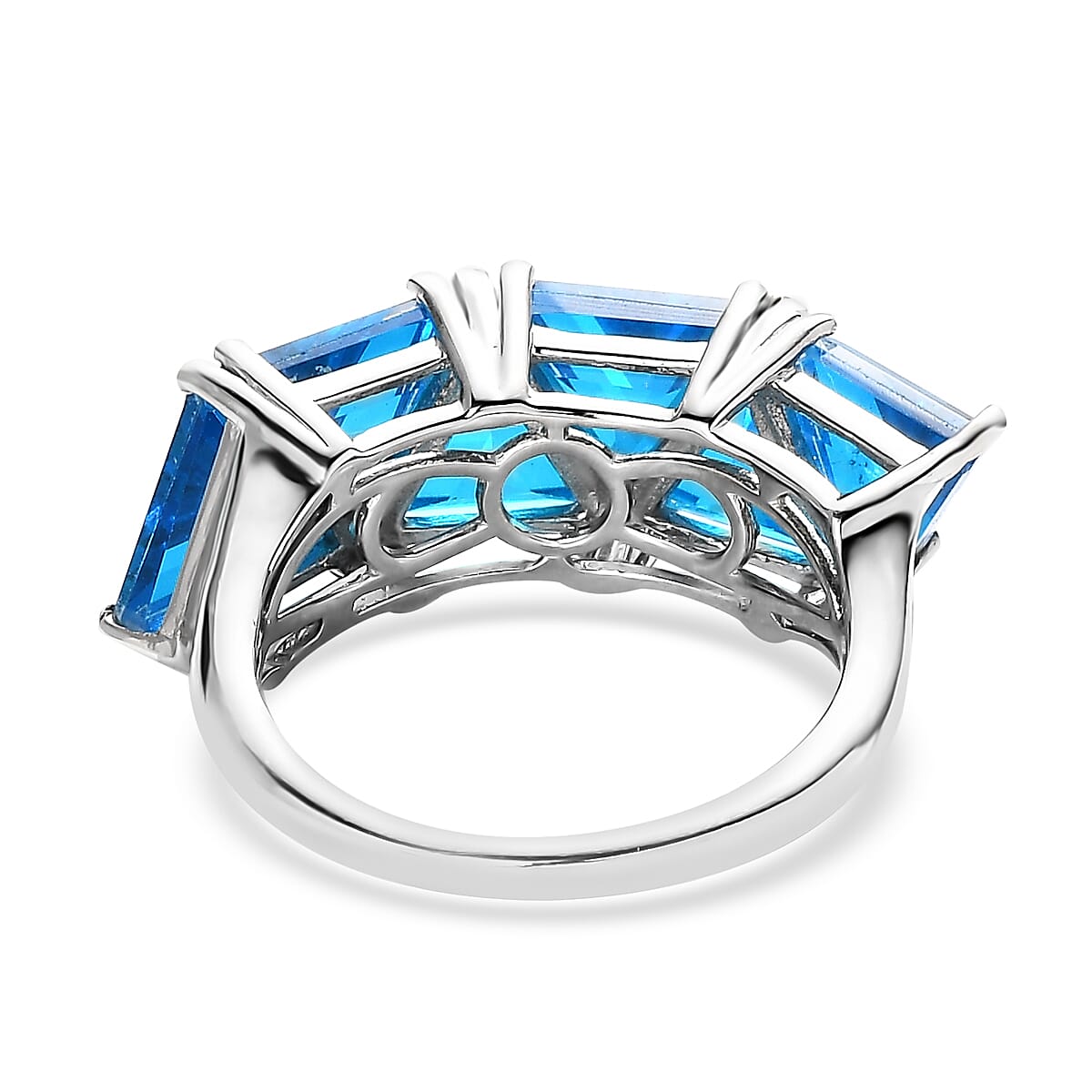 Caribbean Quartz (Triplet) Ring in Platinum Over Sterling Silver (Size 10.0) 6.40 ctw