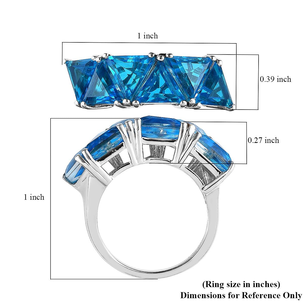 Caribbean Quartz (Triplet) Ring in Platinum Over Sterling Silver (Size 6.0) 6.40 ctw image number 5