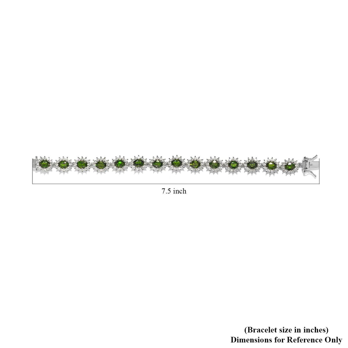 Chrome Diopside and White Zircon Bracelet in Platinum Over Sterling Silver (7.25 In) 19.15 ctw image number 4