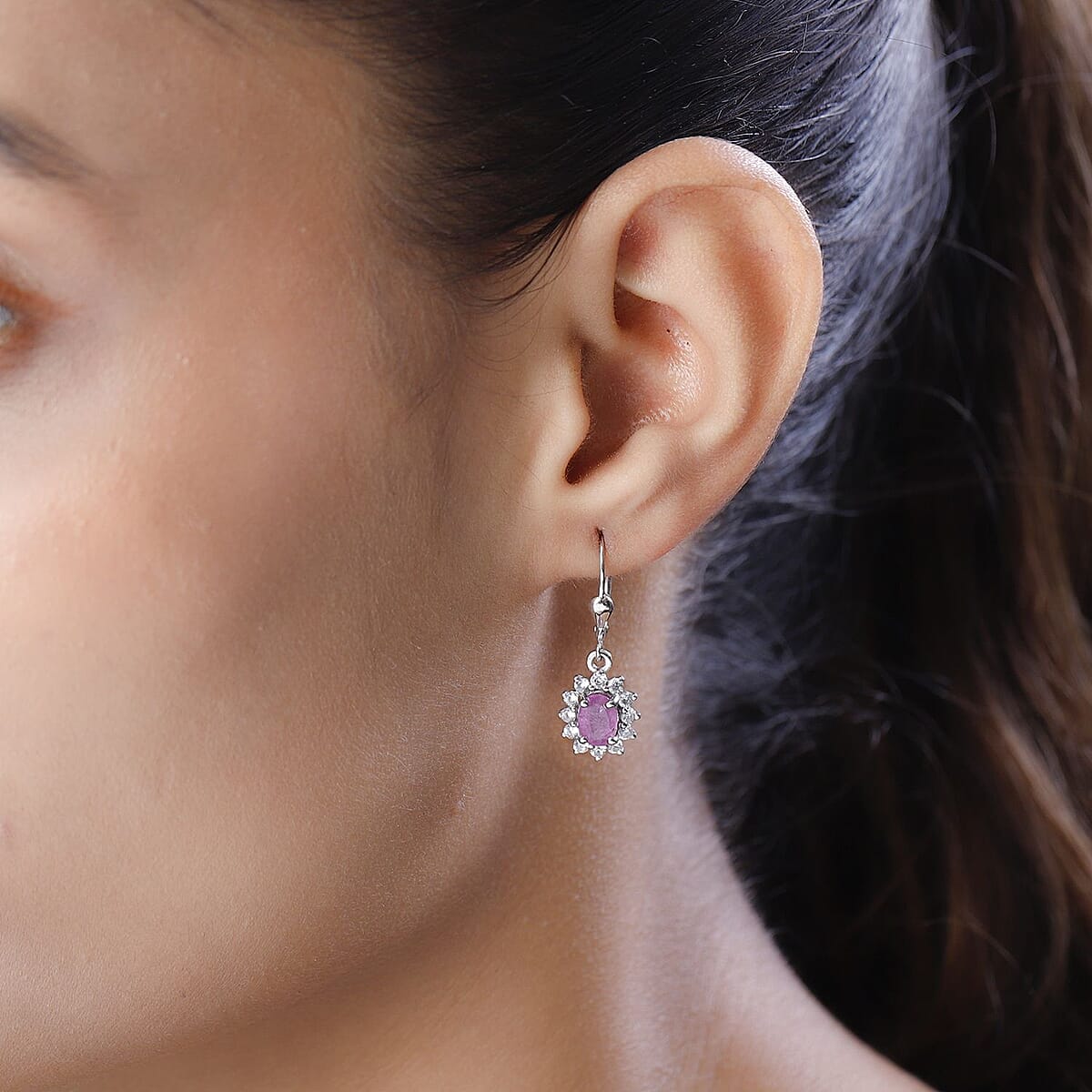 TLV London Blue Topaz, White Zircon Lever Back Earrings in Platinum Over Sterling Silver 3.00 ctw image number 2