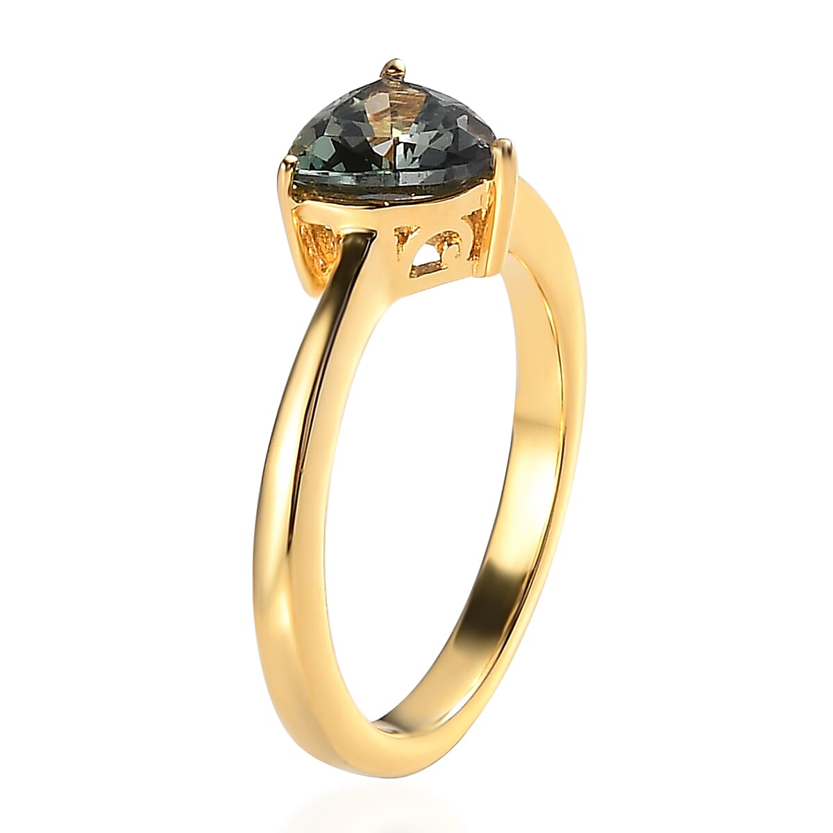 Green Tanzanite Solitaire Ring in Vermeil Yellow Gold Over Sterling Silver 1.25 ctw image number 3