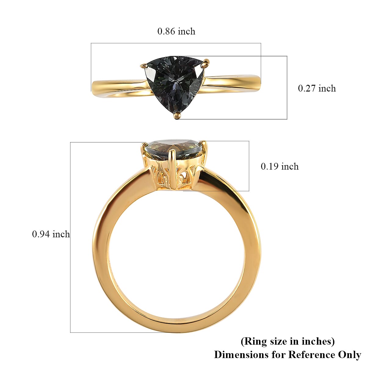 Green Tanzanite Solitaire Ring in Vermeil Yellow Gold Over Sterling Silver 1.25 ctw image number 5