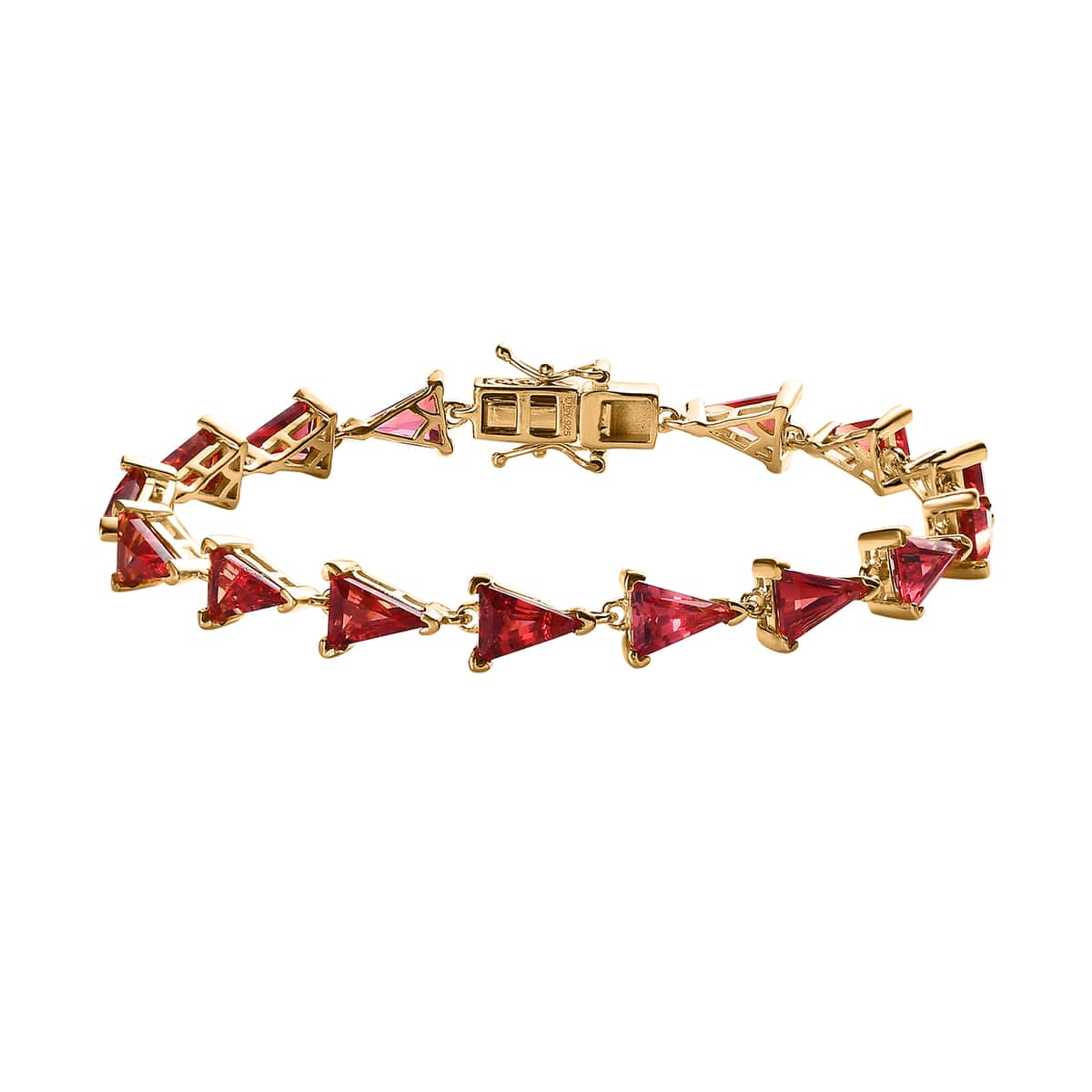 Lab Created Padparadscha Sapphire Bracelet in Vermeil Yellow Gold Over Sterling Silver (7.25 In) 18.00 ctw image number 0