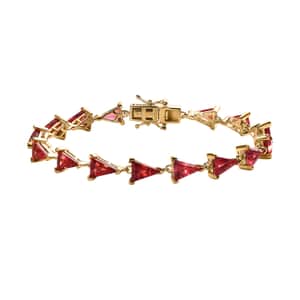 Lab Created Padparadscha Sapphire Bracelet in Vermeil Yellow Gold Over Sterling Silver (7.25 In) 18.00 ctw