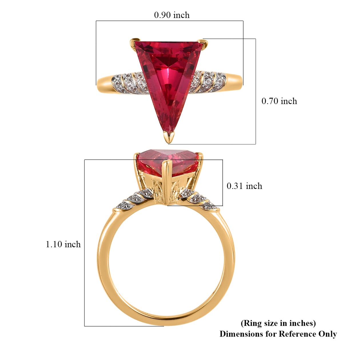 Lab Created Padparadscha Sapphire and White Zircon Ring in Vermeil Yellow Gold Over Sterling Silver (Size 8.0) 5.40 ctw image number 5