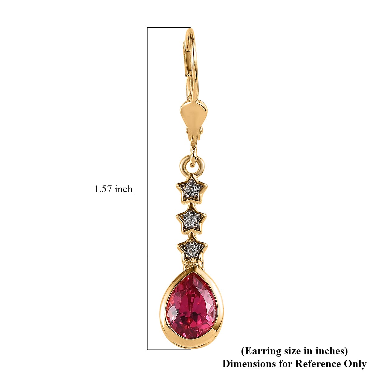 Lab Created Padparadscha Sapphire and White Zircon Lever Back Earrings in Vermeil Yellow Gold Over Sterling Silver 3.30 ctw image number 4