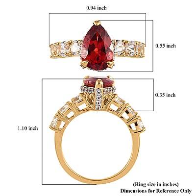 Lab Created Padparadscha Sapphire and White Topaz Ring in Vermeil Yellow Gold Over Sterling Silver (Size 10.0) 6.15 ctw