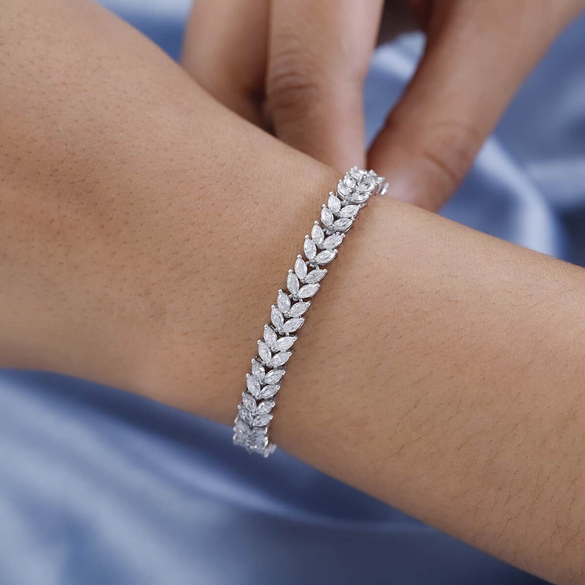 Moissanite Bracelet in Platinum Over Sterling Silver (7.25 In) 7.35 ctw image number 2