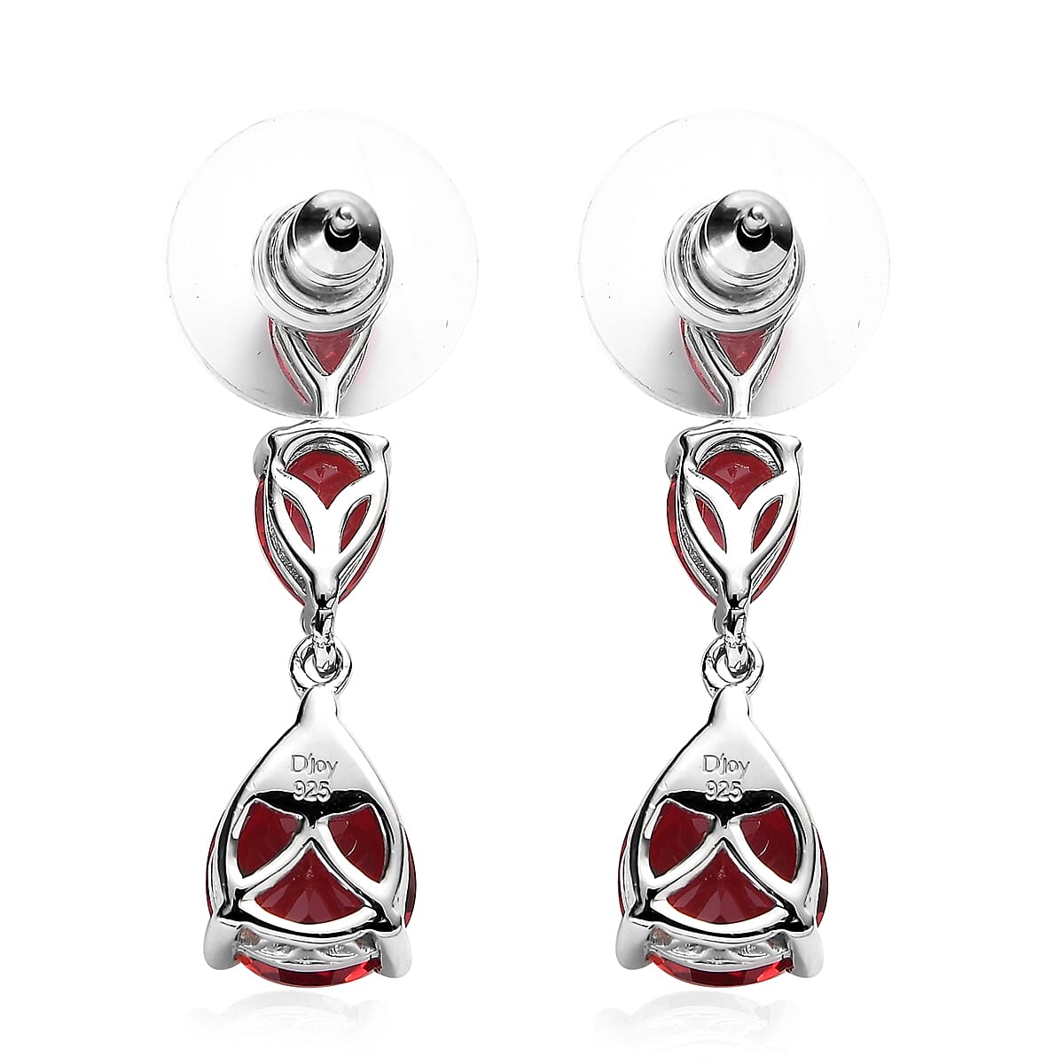 Lab Created Padparadscha Sapphire Drop Earrings in Platinum Over Sterling Silver 10.00 ctw image number 3