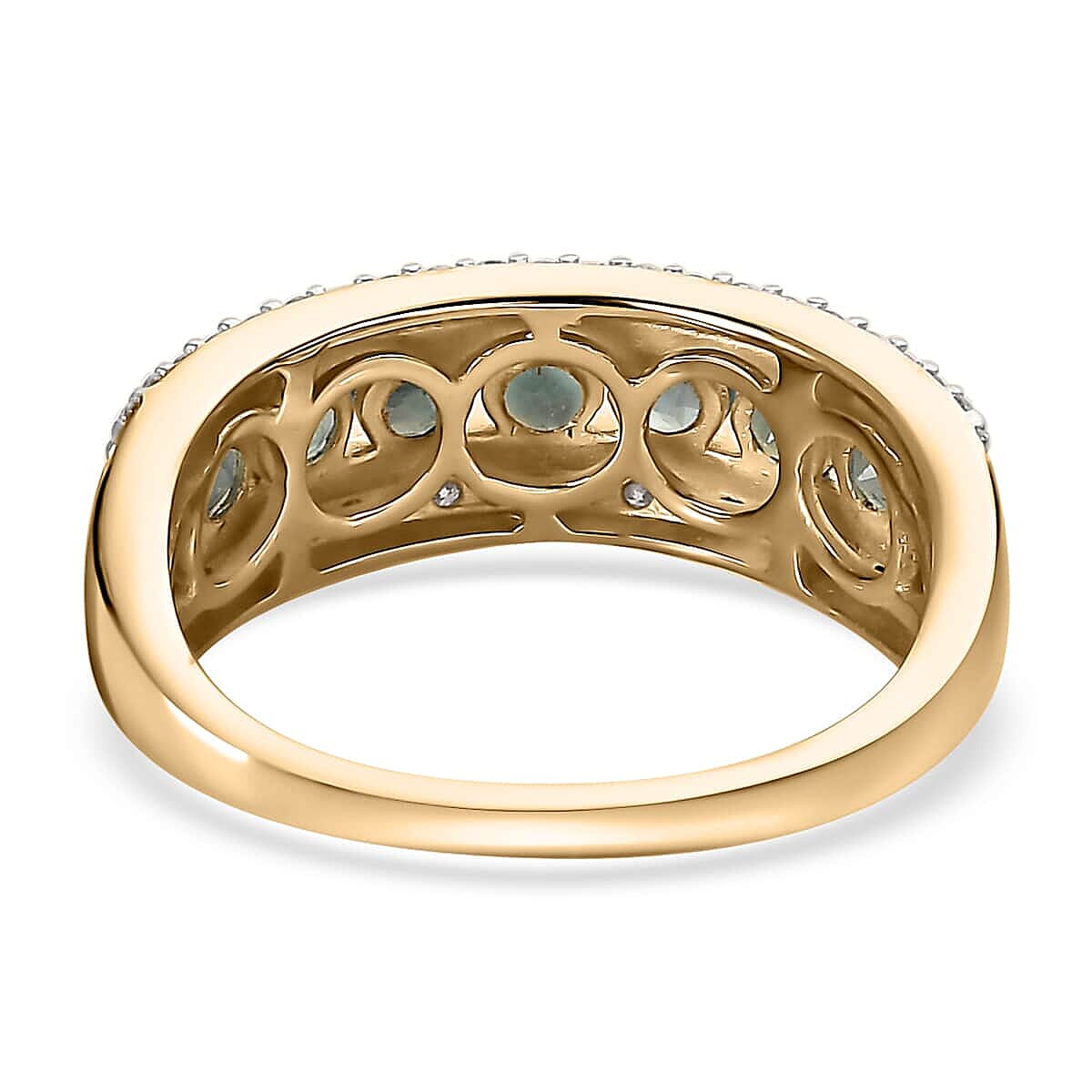 Luxoro 10K Yellow Gold Premium Narsipatnam Alexandrite and Moissanite Half Eternity Band Ring (Size 6.0) 1.50 ctw