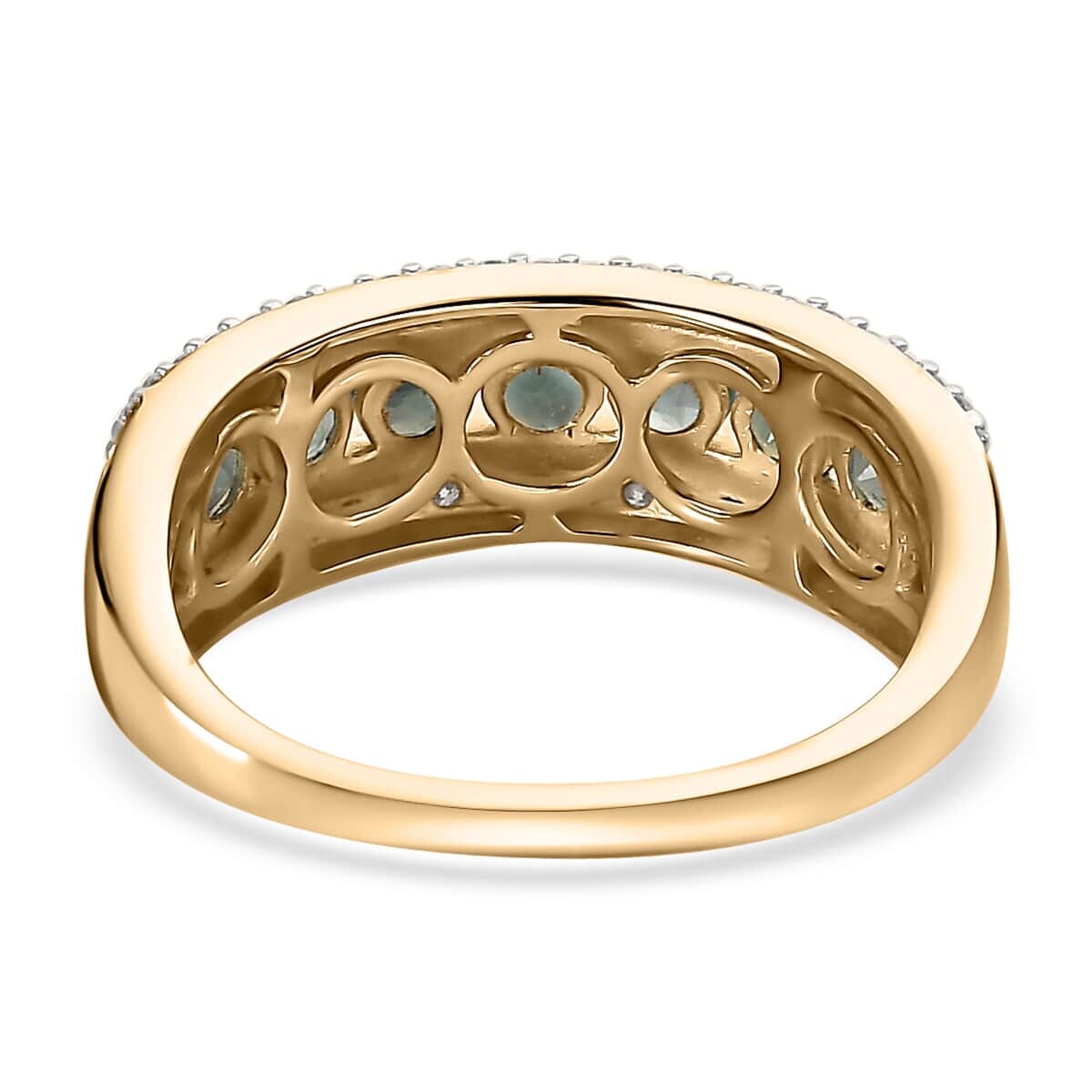 Luxoro 10K Yellow Gold Premium Narsipatnam Alexandrite and Moissanite Half Eternity Band Ring 1.50 ctw (Del. in 5-7 Days) image number 4