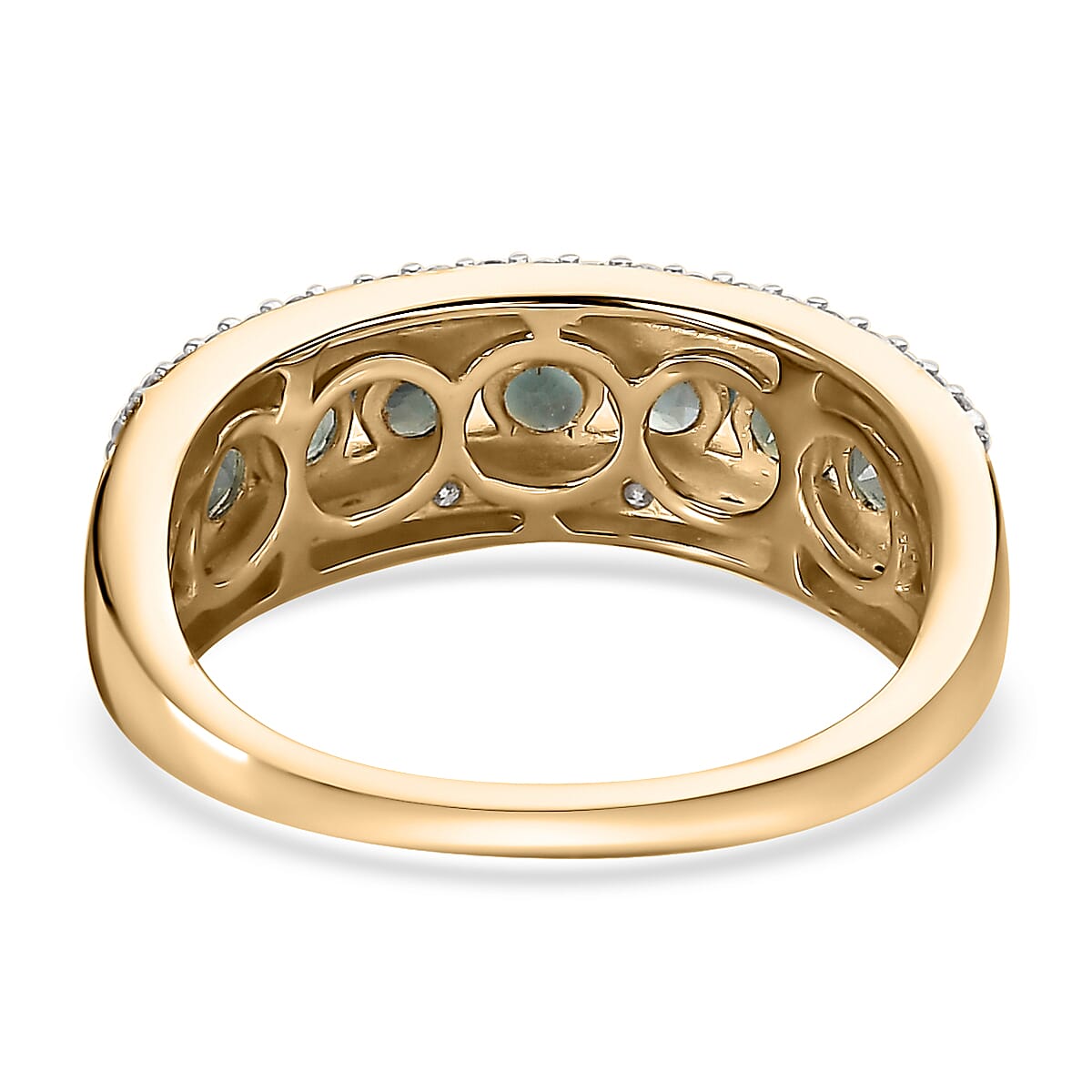 Luxoro 10K Yellow Gold Premium Narsipatnam Alexandrite and Moissanite Half Eternity Band Ring (Size 8.0) 1.50 ctw image number 4