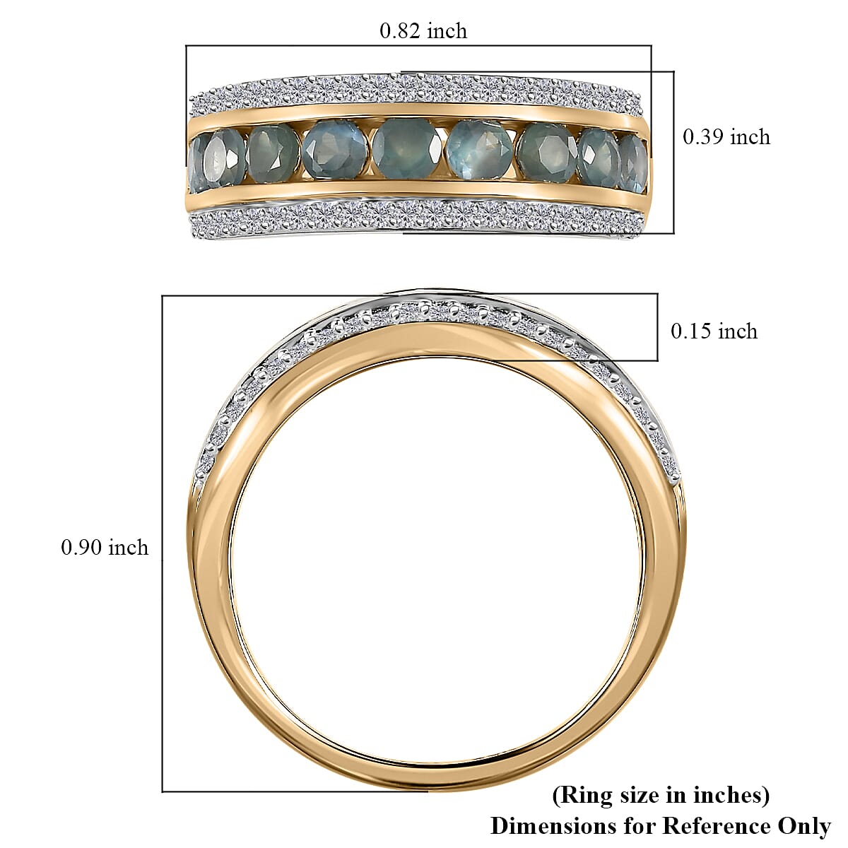 Luxoro 10K Yellow Gold Premium Narsipatnam Alexandrite and Moissanite Half Eternity Band Ring (Size 8.0) 1.50 ctw image number 5