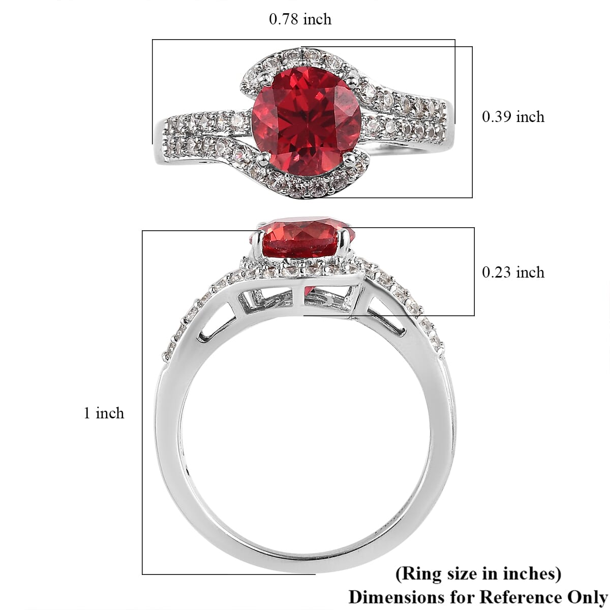Lab Created Padparadscha Sapphire and White Zircon Ring in Platinum Over Sterling Silver 2.35 ctw image number 5