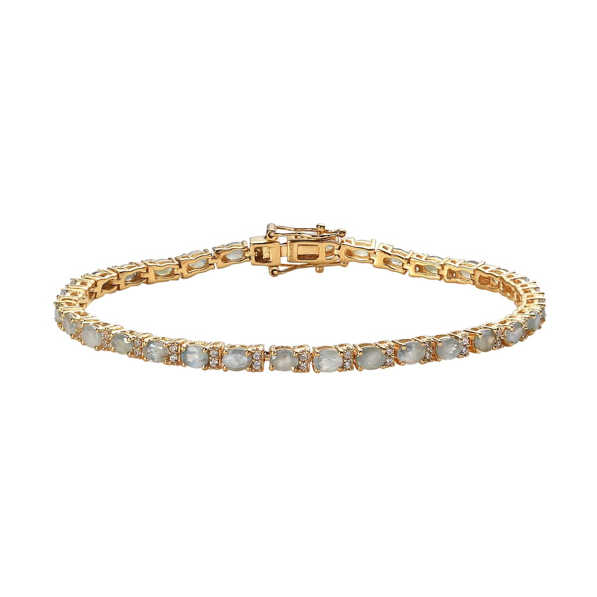 Narsipatnam Alexandrite and White Zircon Tennis Bracelet in Vermeil Yellow Gold Over Sterling Silver (6.50 In) 5.90 ctw image number 0