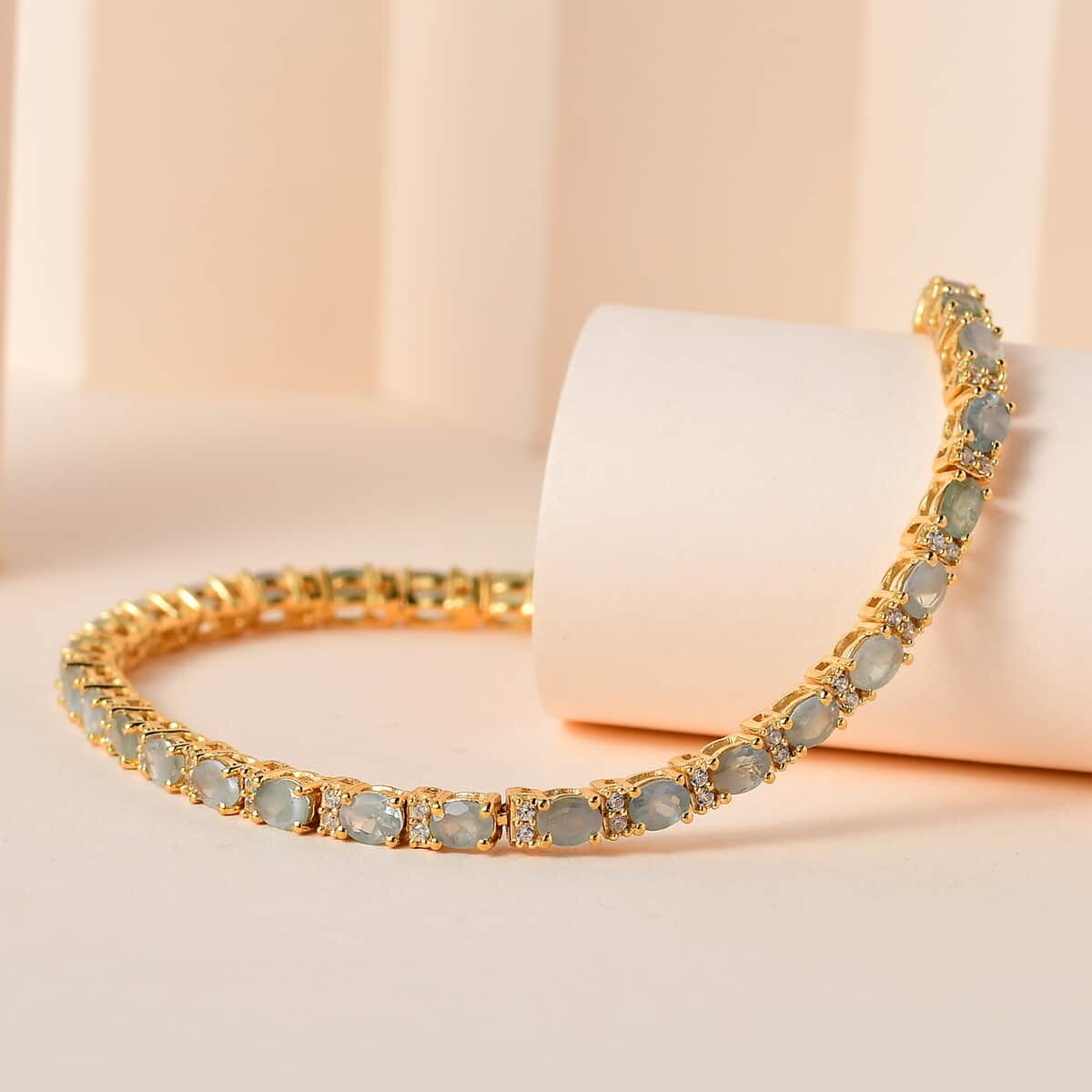 Narsipatnam Alexandrite and White Zircon Tennis Bracelet in Vermeil Yellow Gold Over Sterling Silver (6.50 In) 5.90 ctw image number 1