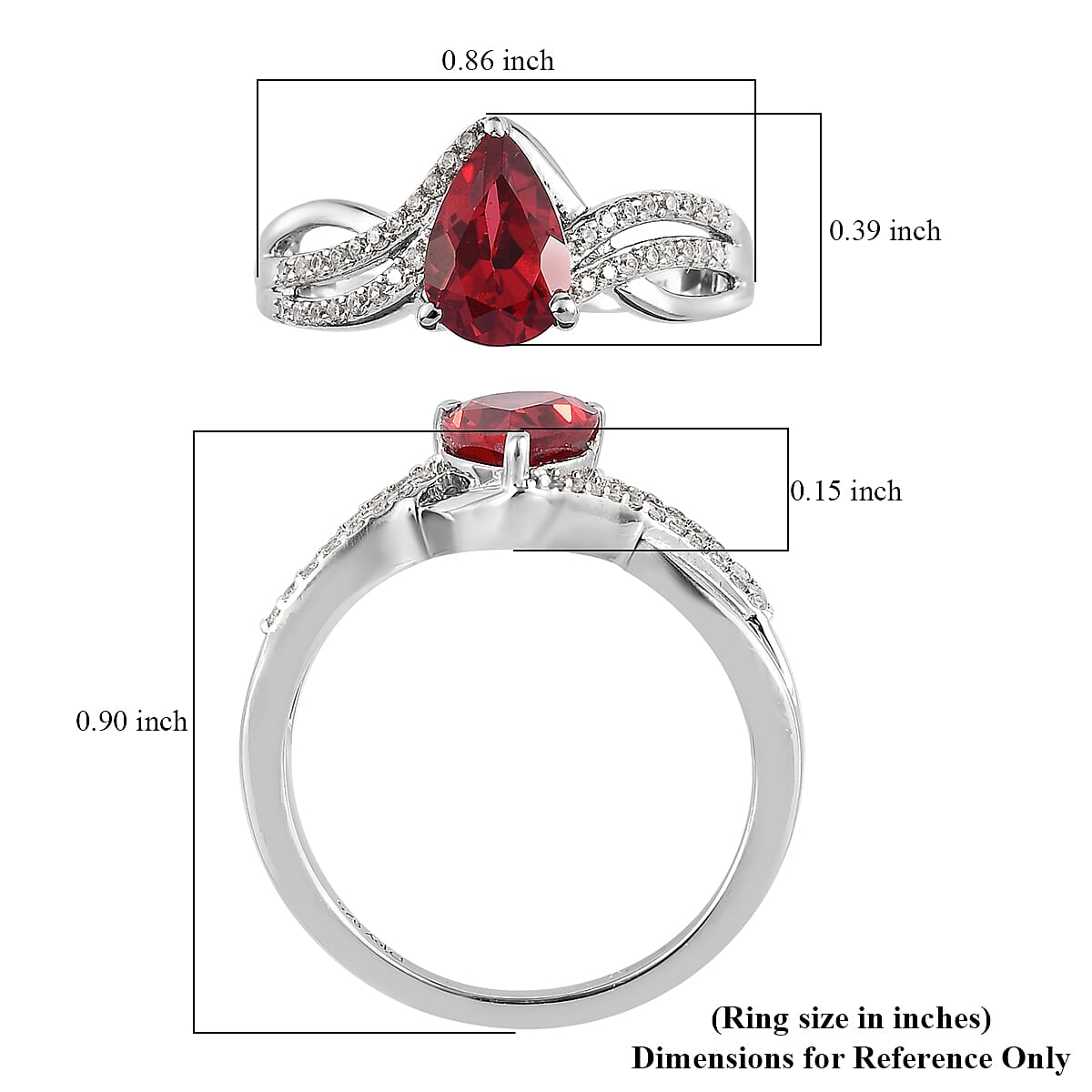 Lab Created Padparadscha Sapphire and White Zircon Infinity Shank Ring in Platinum Over Sterling Silver (Size 10.0) 2.15 ctw
