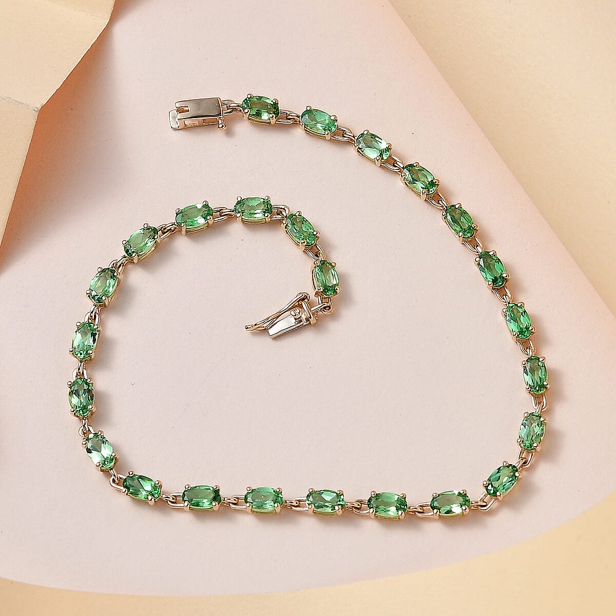 Luxoro 10K Yellow Gold Premium Tsavorite Garnet Bracelet (7.25 In) 5.75 ctw image number 1