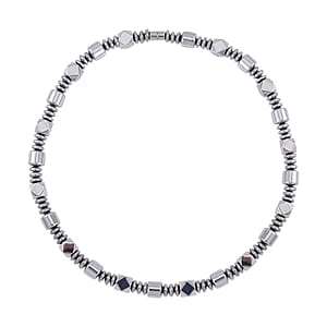 Silver Color Hematite Beaded Necklace 20 Inches in Silvertone 681.00 ctw
