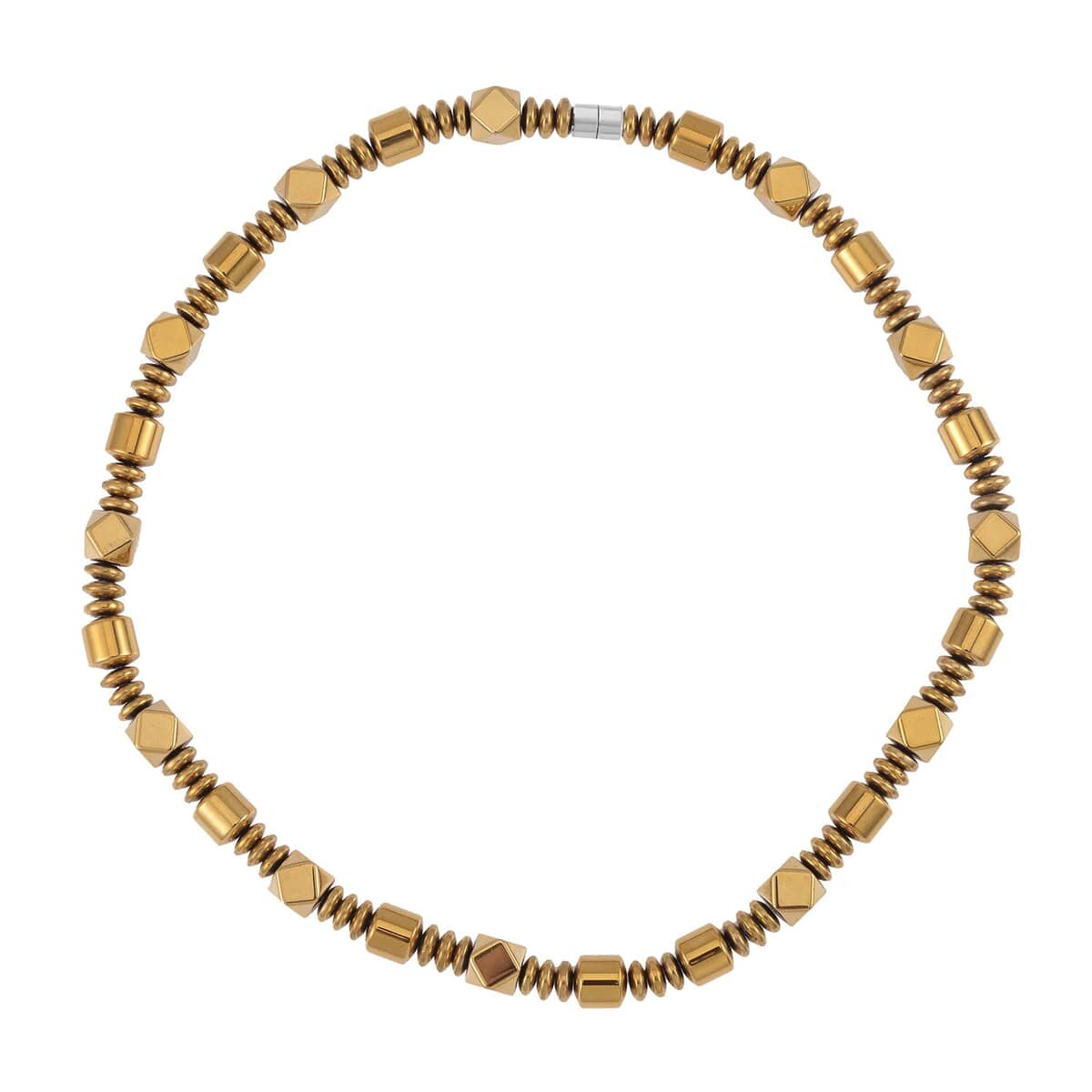 Golden Color Hematite Beaded Necklace 20 Inches in Silvertone 681.00 ctw image number 0