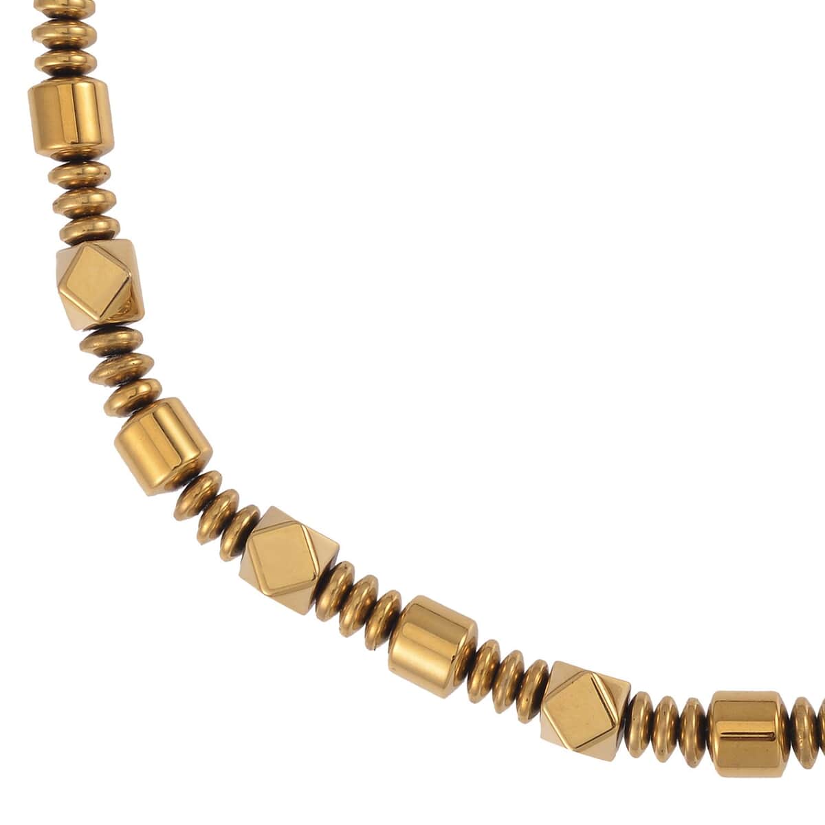 Golden Color Hematite Beaded Necklace 20 Inches in Silvertone 681.00 ctw image number 2