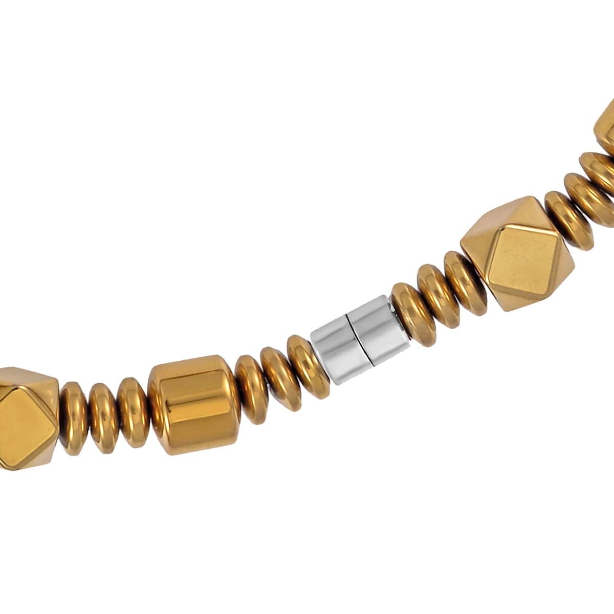 Golden Color Hematite Beaded Necklace 20 Inches in Silvertone 681.00 ctw image number 3