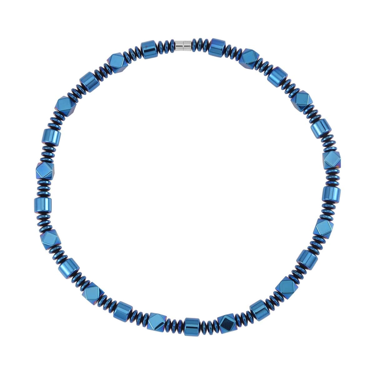 Blue Color Hematite Beaded Necklace 20 Inches in Silvertone 681.00 ctw image number 0