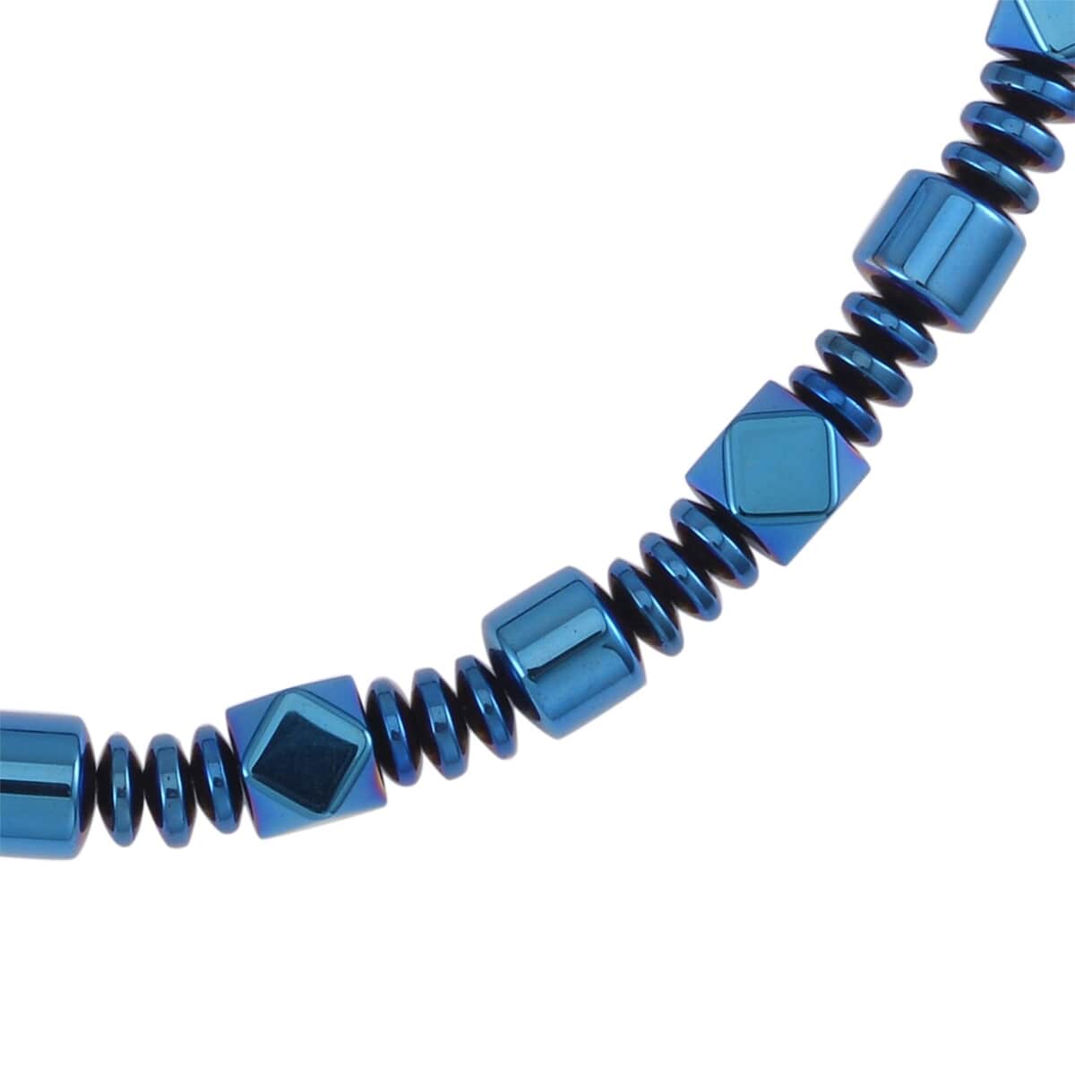 Blue Color Hematite Beaded Necklace 20 Inches in Silvertone 681.00 ctw image number 2