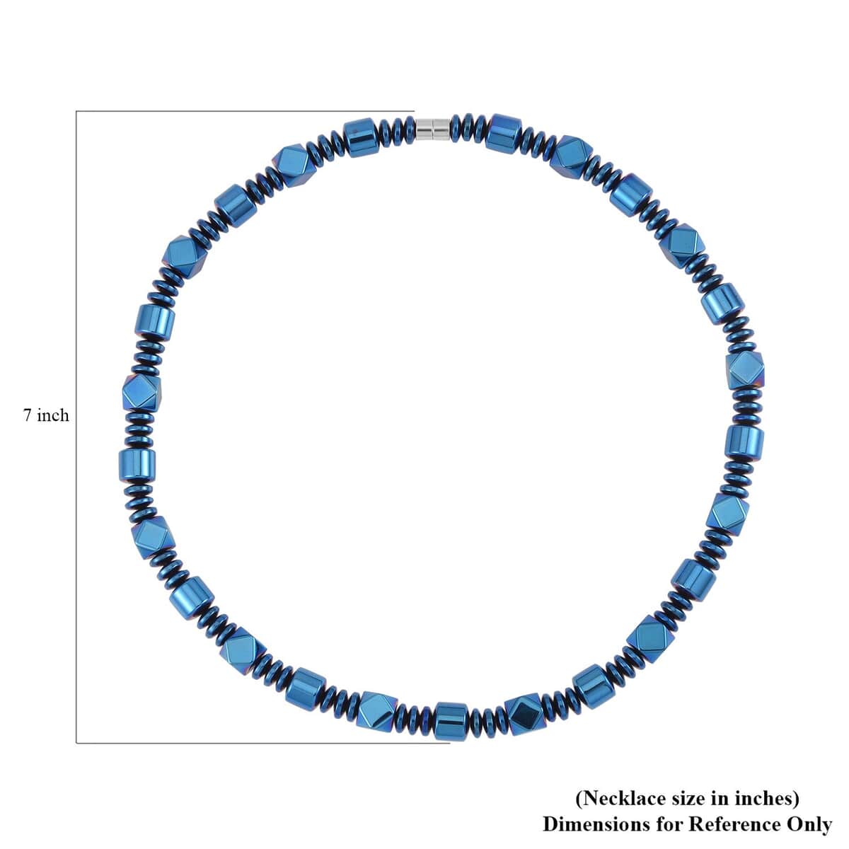 Blue Color Hematite Beaded Necklace 20 Inches in Silvertone 681.00 ctw image number 4