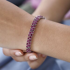 Niassa Ruby (FF) Bracelet in Platinum Over Sterling Silver (7.25 In) 19.10 ctw
