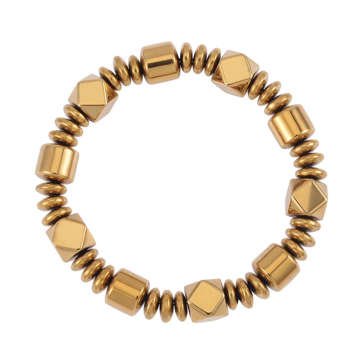 Golden Color Hematite Beaded knotted Stretch Bracelet 258.00 ctw image number 0