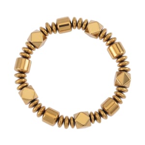 Golden Color Hematite Beaded knotted Stretch Bracelet 258.00 ctw