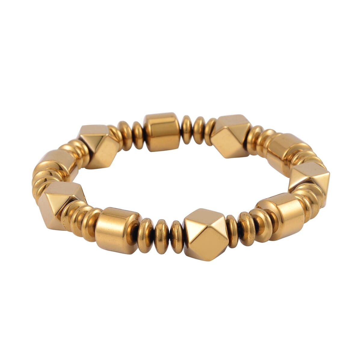 Golden Color Hematite Beaded knotted Stretch Bracelet 258.00 ctw image number 2
