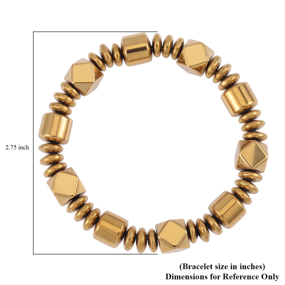 Golden Color Hematite Beaded knotted Stretch Bracelet 258.00 ctw image number 4
