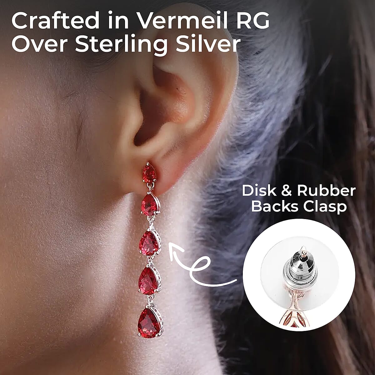 Lab Created Padparadscha Sapphire Drop Earrings in Vermeil Rose Gold Over Sterling Silver 15.65 ctw image number 2
