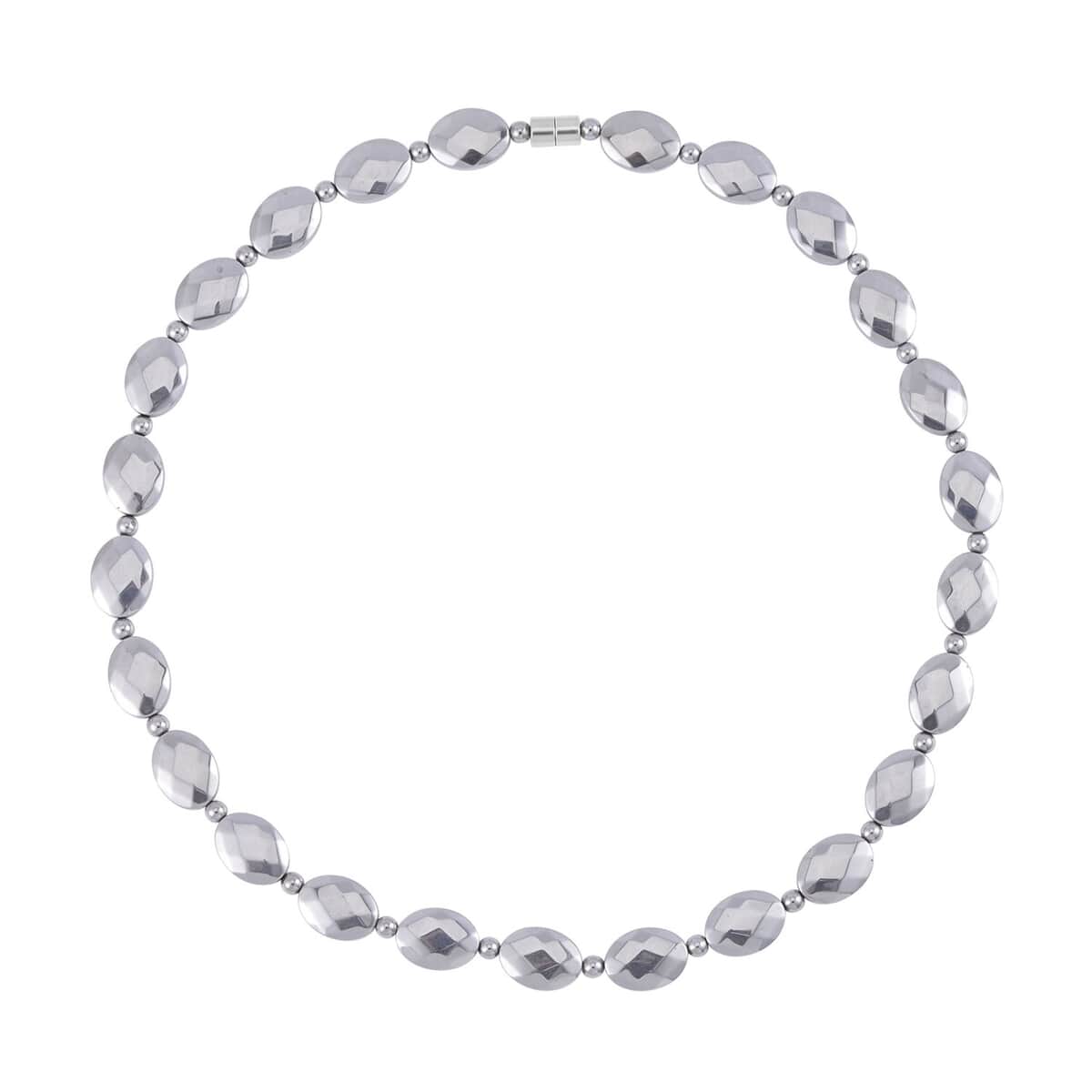 Silver Color Hematite Beaded Necklace 20 Inches in Silvertone 371.00 ctw image number 0