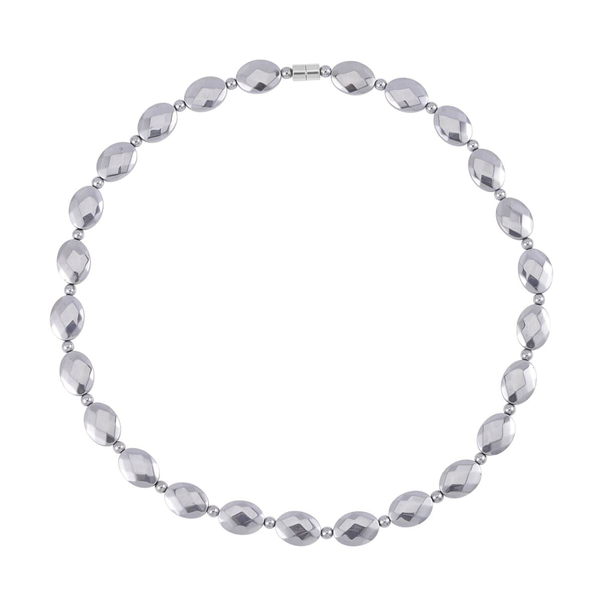 Silver Color Hematite 371.00 ctw Beaded Necklace 20 Inches in Silvertone image number 0