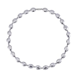 Silver Color Hematite 371.00 ctw Beaded Necklace 20 Inches in Silvertone