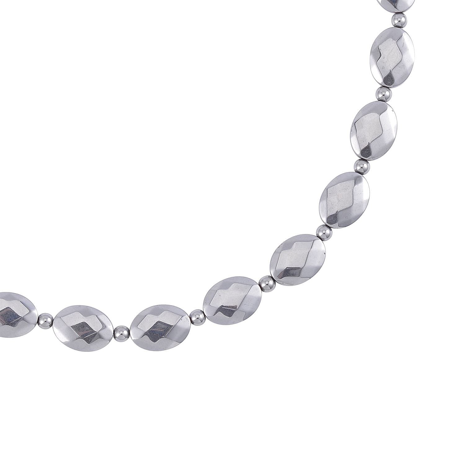 Silver Color Hematite 371.00 ctw Beaded Necklace 20 Inches in Silvertone