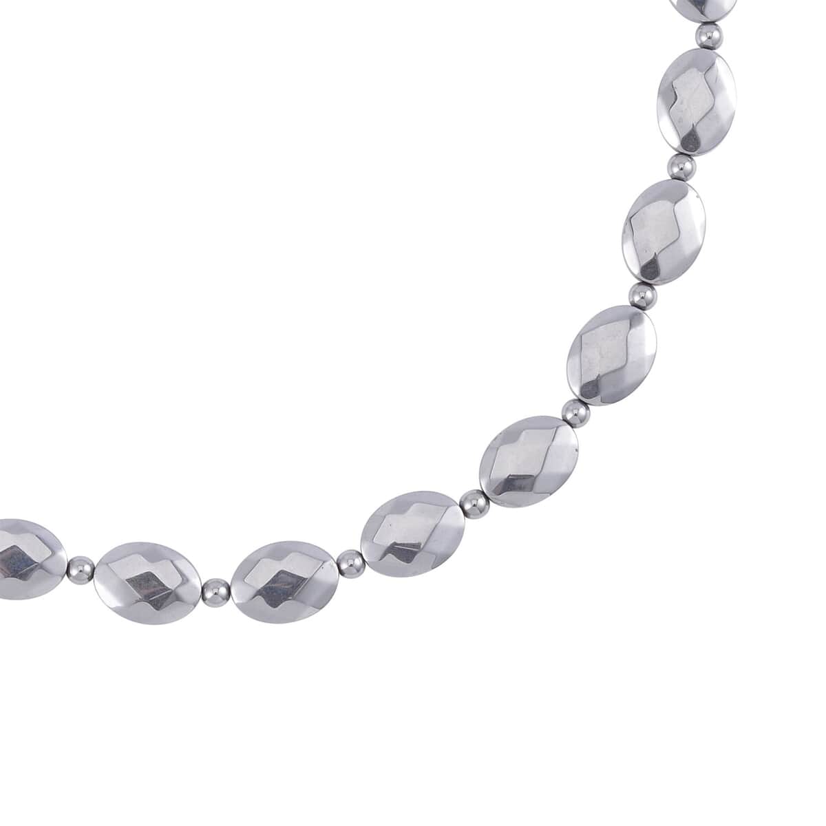 Silver Color Hematite Beaded Necklace 20 Inches in Silvertone 371.00 ctw image number 2