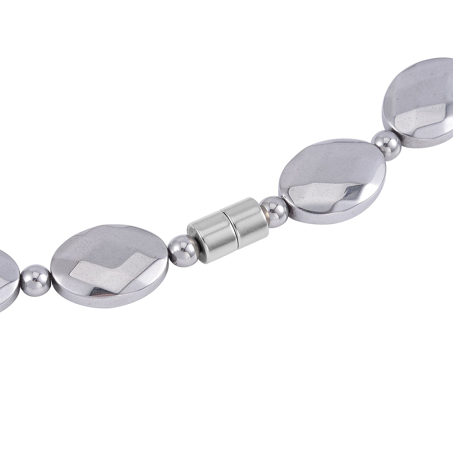 Silver Color Hematite 371.00 ctw Beaded Necklace 20 Inches in Silvertone