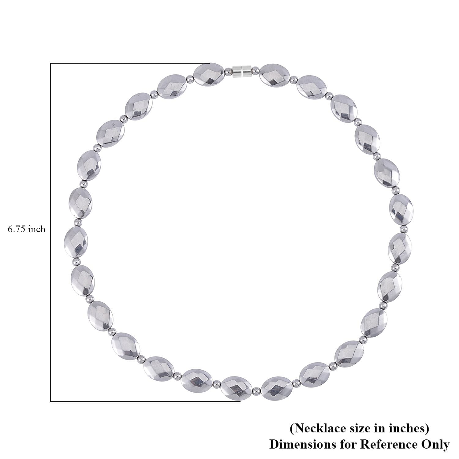 Silver Color Hematite 371.00 ctw Beaded Necklace 20 Inches in Silvertone