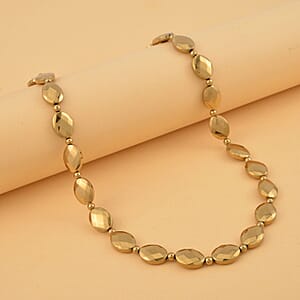 Golden Color Hematite 371.00 ctw Beaded Necklace 20 Inches in Silvertone