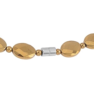 Golden Color Hematite 371.00 ctw Beaded Necklace 20 Inches in Silvertone