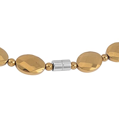 Golden Color Hematite 371.00 ctw Beaded Necklace 20 Inches in Silvertone