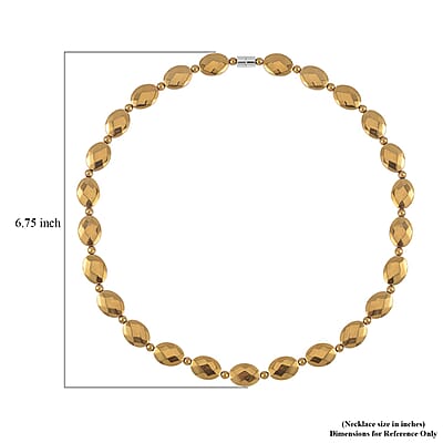 Golden Color Hematite 371.00 ctw Beaded Necklace 20 Inches in Silvertone