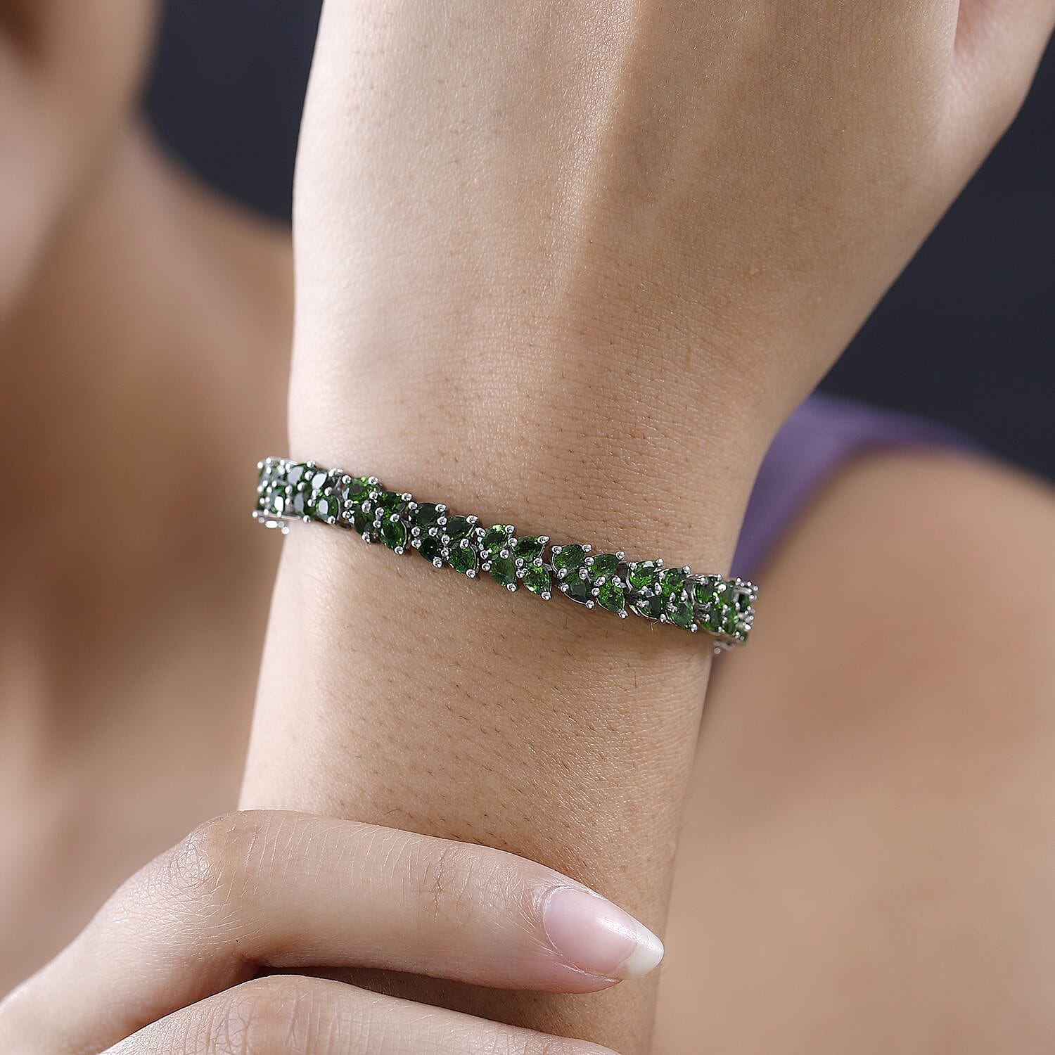 D'Joy Chrome Diopside Bracelet in Platinum Over Sterling Silver (6.50 In) 12.75 ctw