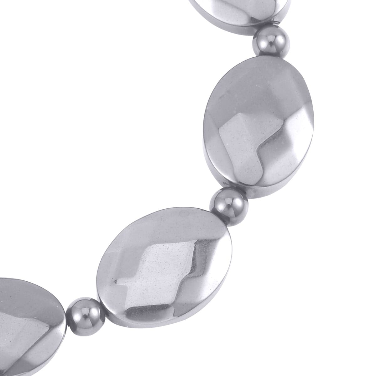 Silver Color Hematite Beaded Stretch Bracelet 148.00 ctw image number 3
