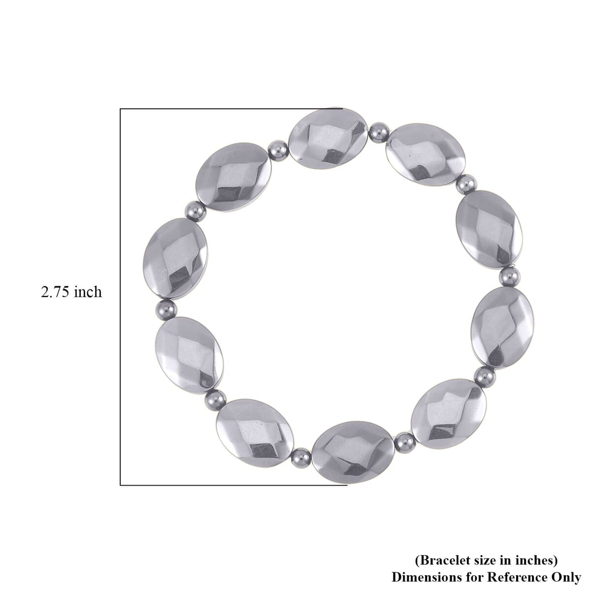 Silver Color Hematite Beaded Stretch Bracelet 148.00 ctw image number 4